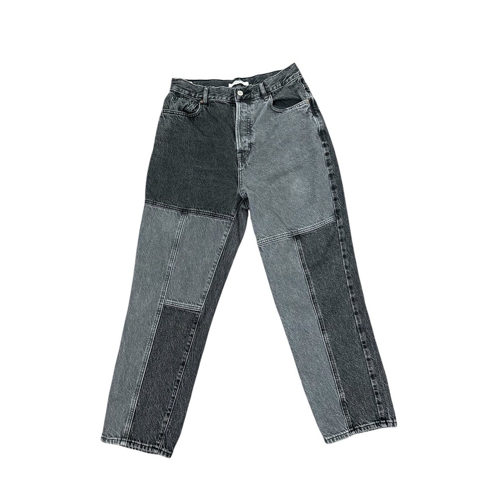PacSun High Rise Straight Two Tone Patchwork Jeans Grey Black Button Fly Size 29
